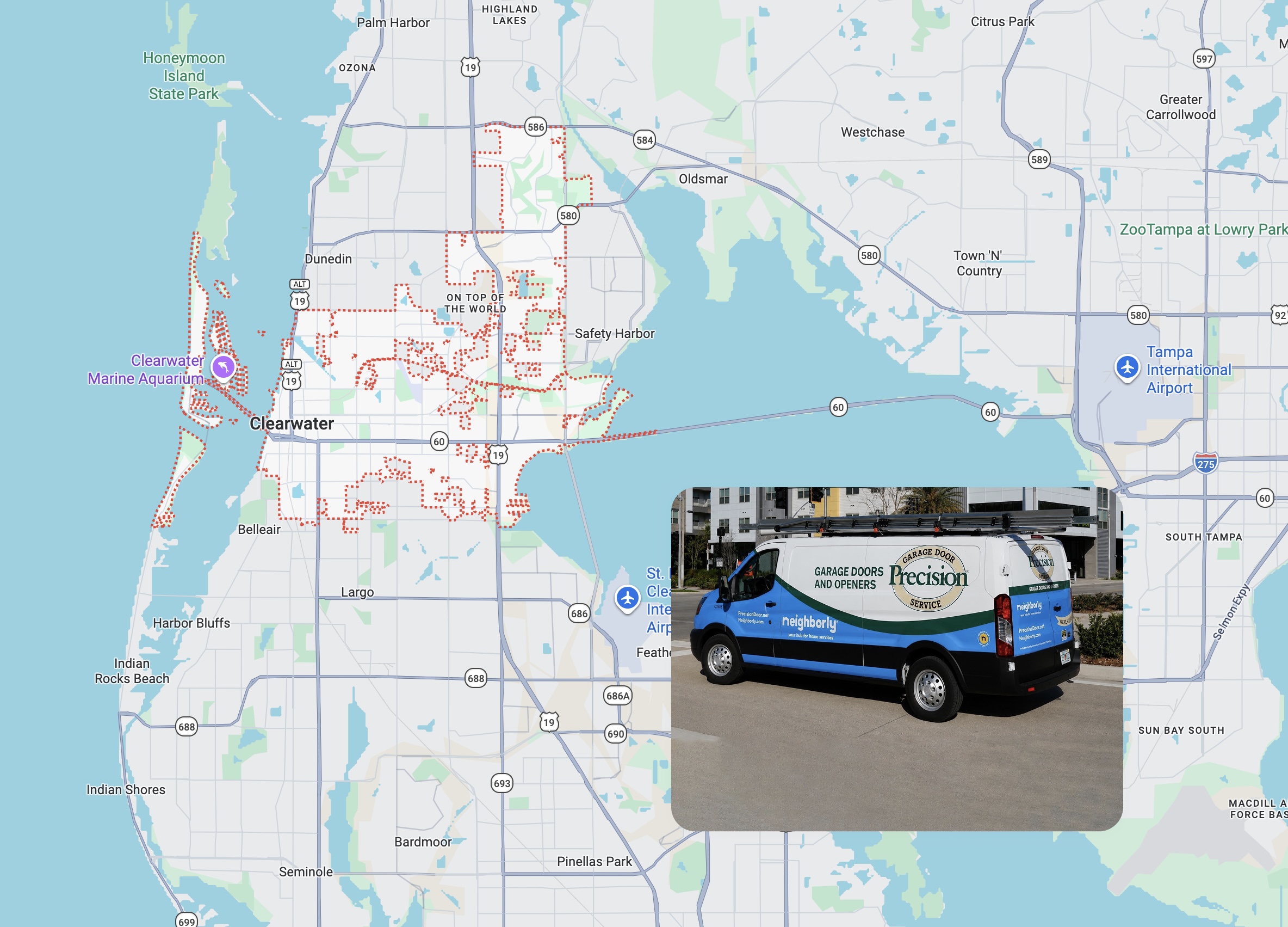 Precision Garage Door Service® of Clearwater map