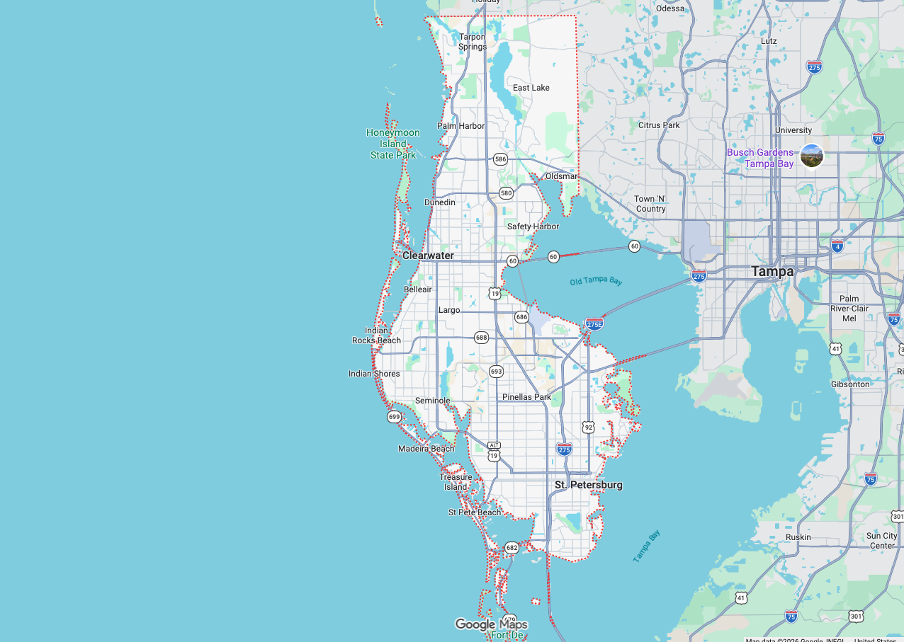 Precision Garage Door Service® of Pinellas map