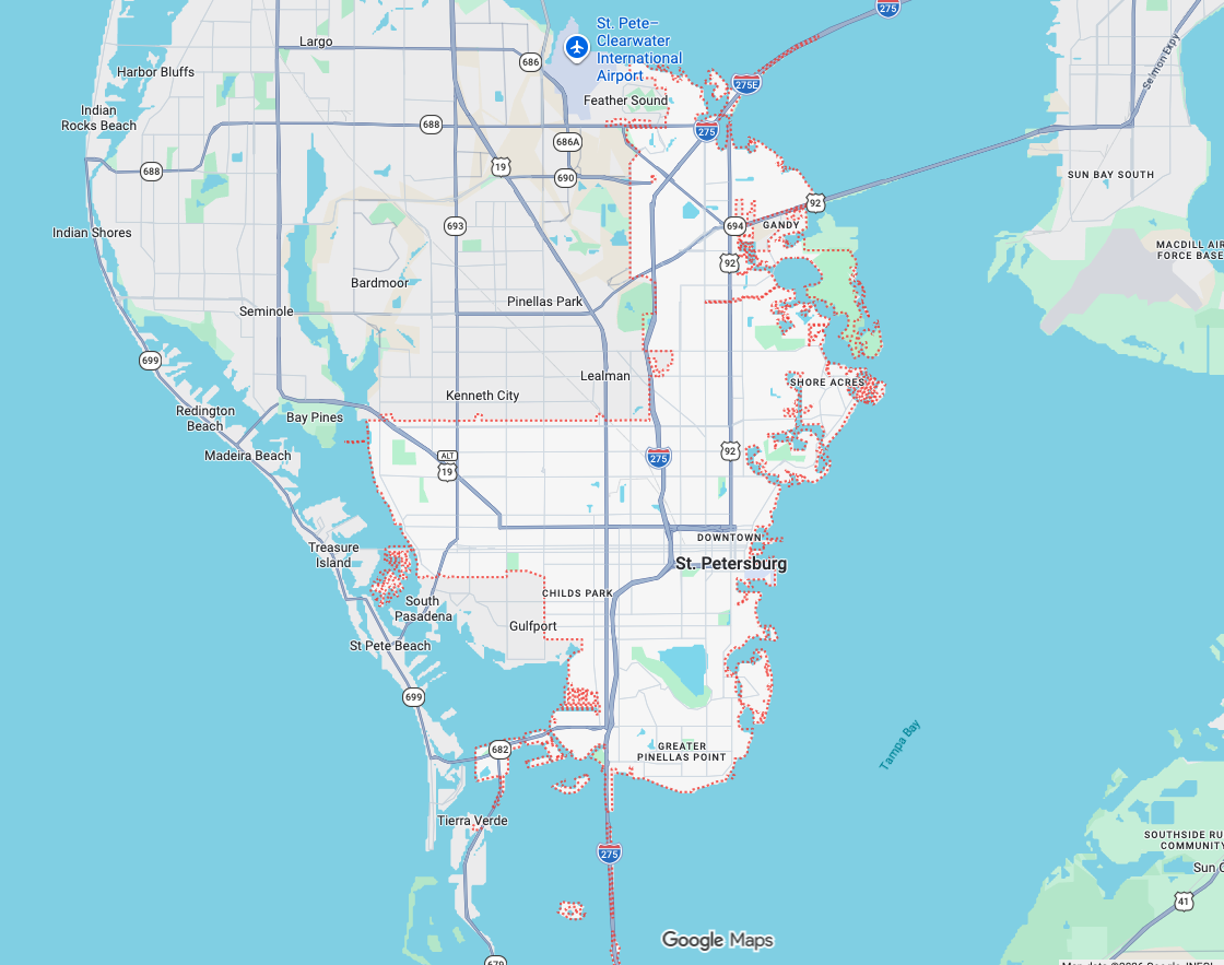 Precision Garage Door Service® of St. Petersburg map